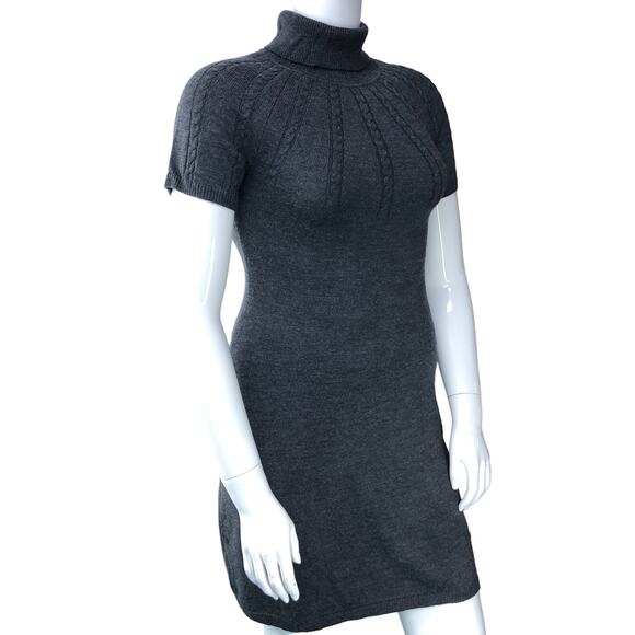 Calvin Klein Womens Size 4 Dress Grey Cable Knit Mock Neck Short Sleeve Sweater - Picture 10 of 15